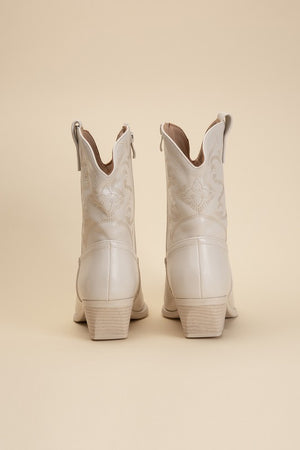 Western Booties - Ivory, Silver, Gold