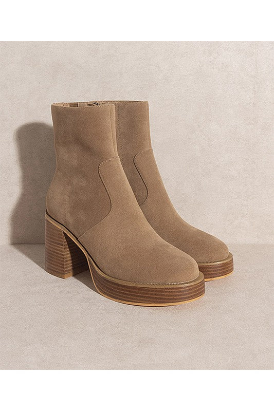 Platform Ankle Booties - Khaki Brown