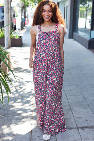 Stand Out Floral Print Baggy Overall Jumpsuit