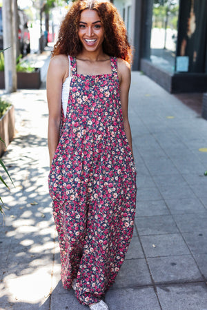 Stand Out Floral Print Baggy Overall Jumpsuit