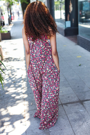 Stand Out Floral Print Baggy Overall Jumpsuit