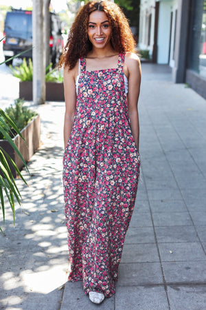 Stand Out Floral Print Baggy Overall Jumpsuit