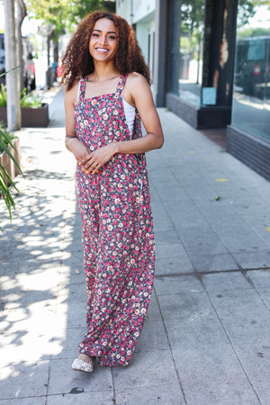 Stand Out Floral Print Baggy Overall Jumpsuit