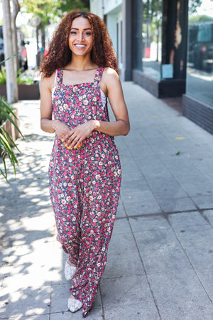 Stand Out Floral Print Baggy Overall Jumpsuit