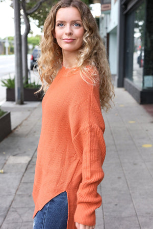 Autumn Vibes Pumpkin Asymmetrical Knit Sweater