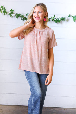 Mauve Tie Back Crinkle Floral Top