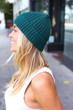 Emerald Cable Knit Beanie