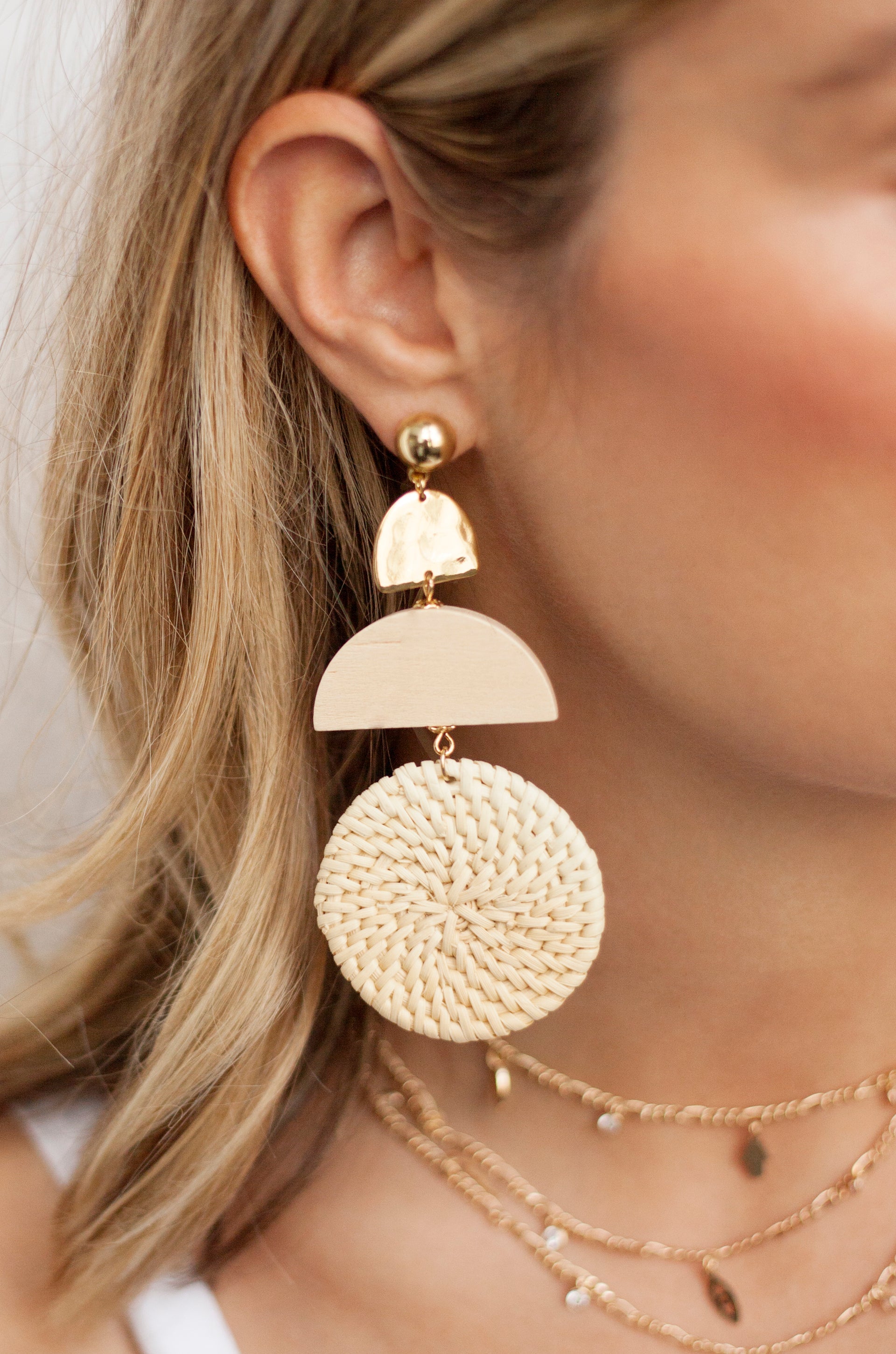 Natural Raffia Dangle Earrings