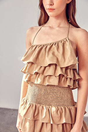 Smocked Waist Ruffle Romper