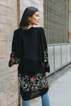 Long Floral Kimono Cardigan