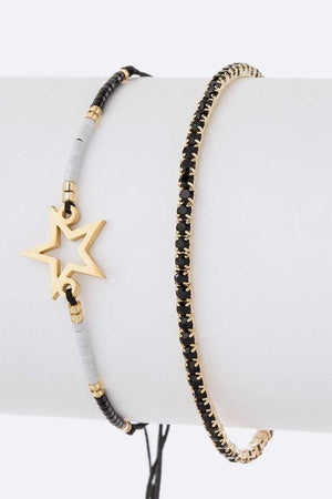 Star Charm String Rhinestone Bracelet Set