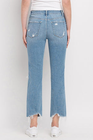 High Rise Distressed Cropped Straight Jeans - Flying Monkey