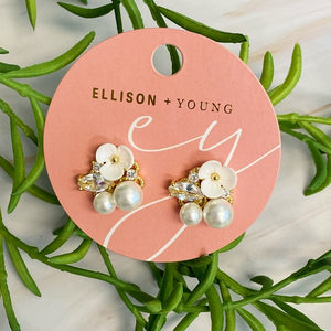 Mini Flower Jeweled Stud Earrings