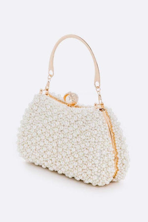 Pearl Embellishment Double Sided Statement Clutch