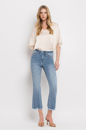 High Rise Crop Flare Jeans