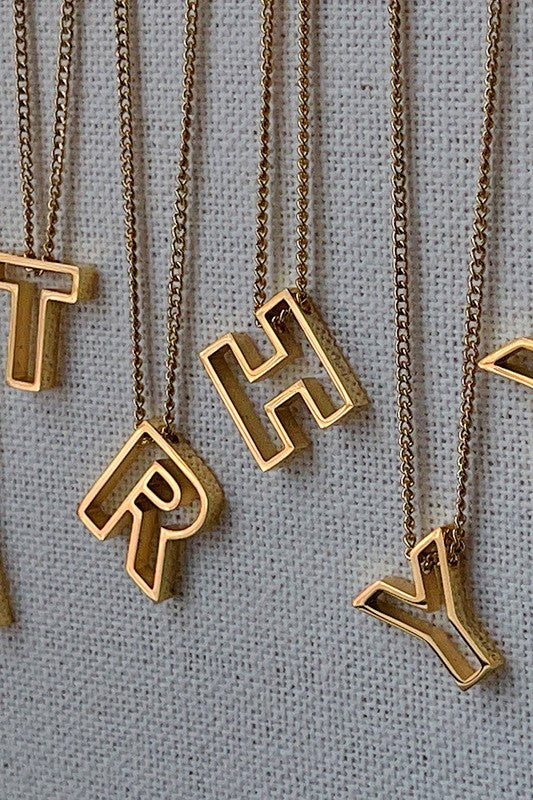 Cutout Initial Letter Personalized Necklace