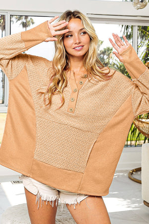 Thumb Opening Long Sleeve Top with Kangaroo Pocket