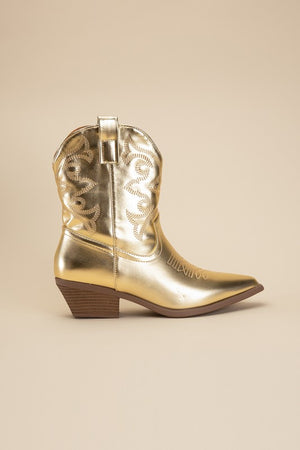 Western Booties - Ivory, Silver, Gold