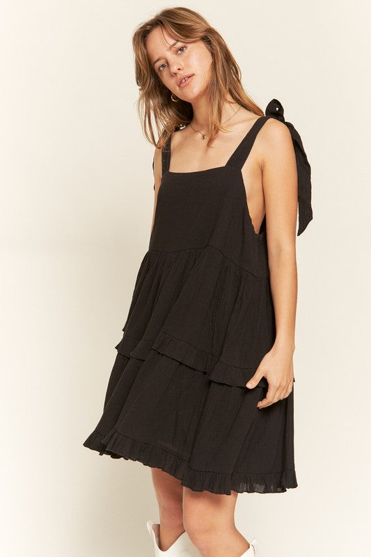 Square neck ruffle dress