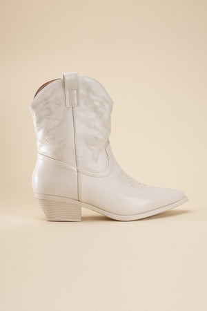 Western Booties - Ivory, Silver, Gold