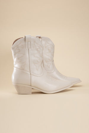 Western Booties - Ivory, Silver, Gold