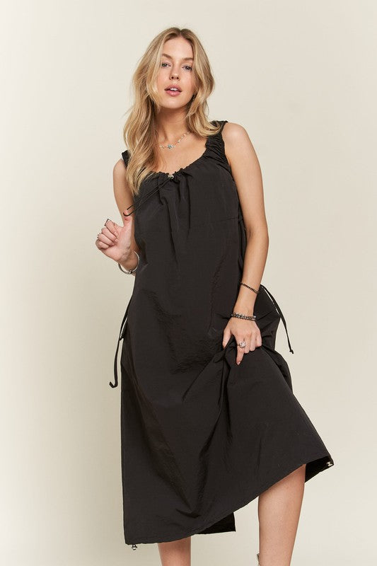 Drawstring Slit Back Cargo Dress