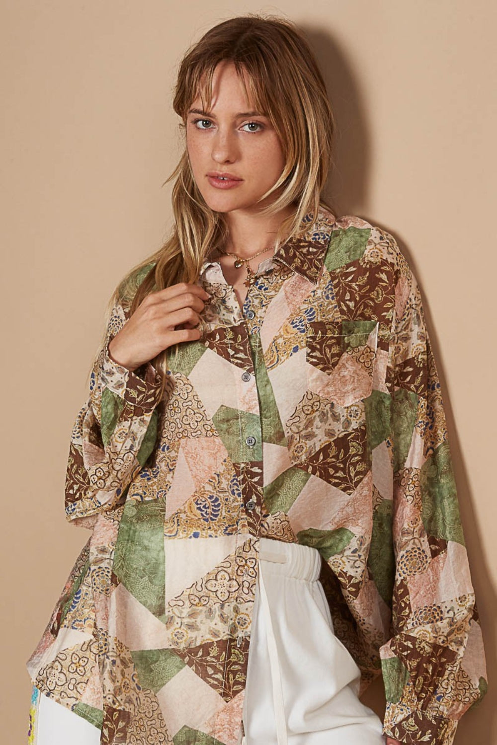 Button-Down Long Sleeve Printed Shirt