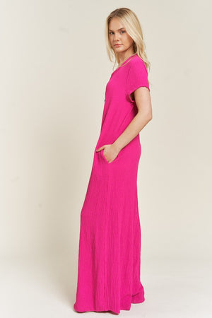 Textured Knit Jumpsuit - Pink