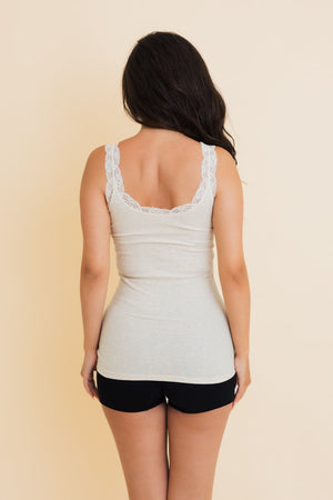 Everyday Lace Trim Ribbed Tank Top