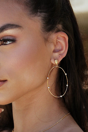 Delicate Crystal Large Oval Hoop Earrings