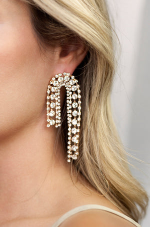 Crystal Arch Chain Statement Earrings