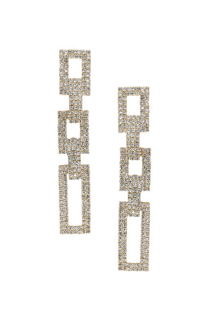 Crystal Rectangle Chain Link Earrings