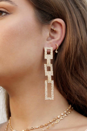 Crystal Rectangle Chain Link Earrings