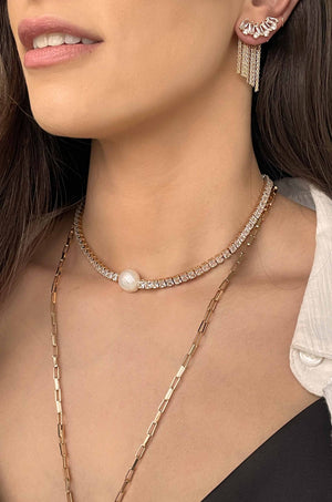 Single Freshwater Pearl Link Necklace