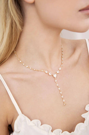 Queen of Hearts Crystal Lariat Necklace