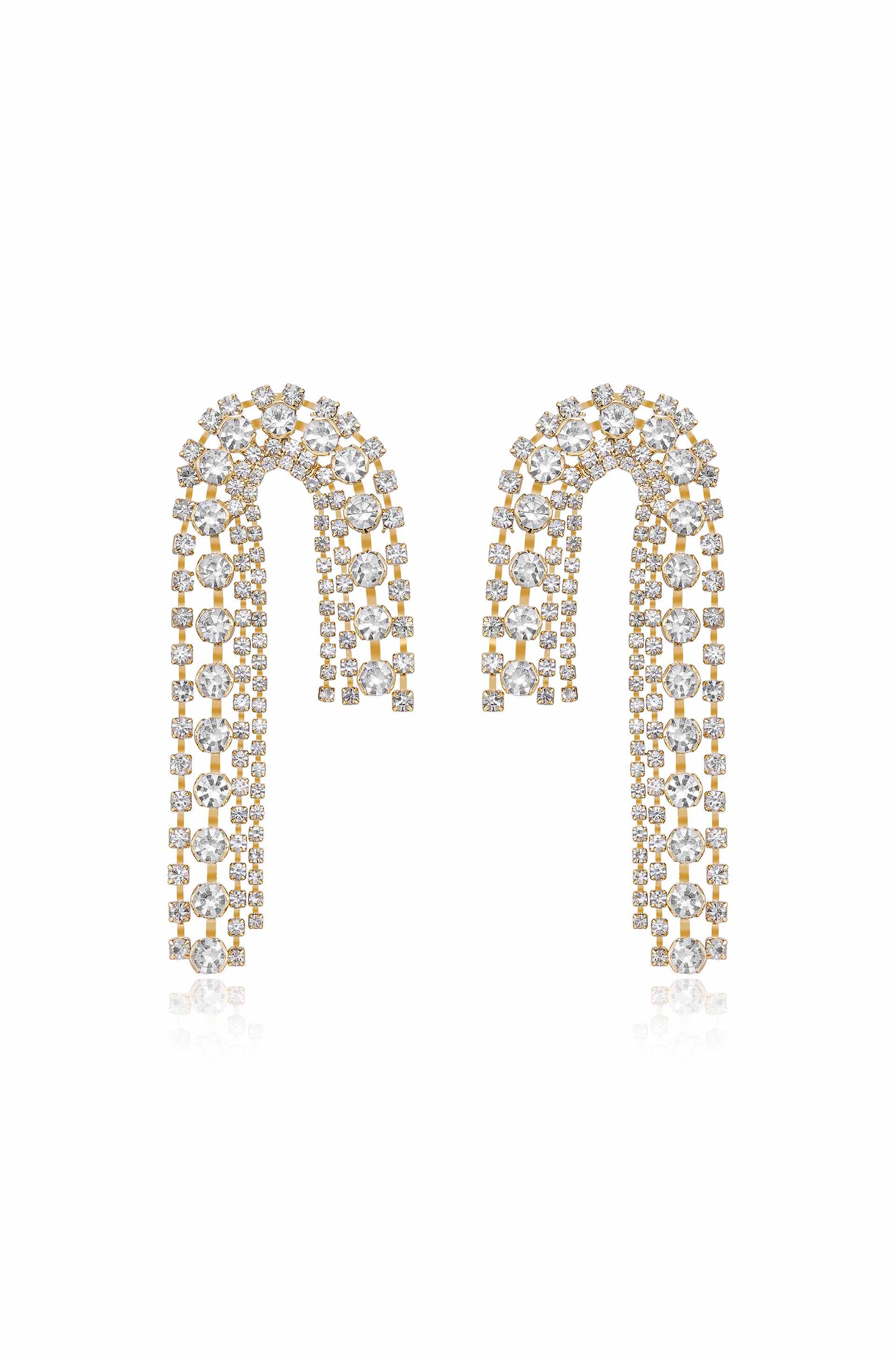 Crystal Arch Chain Statement Earrings