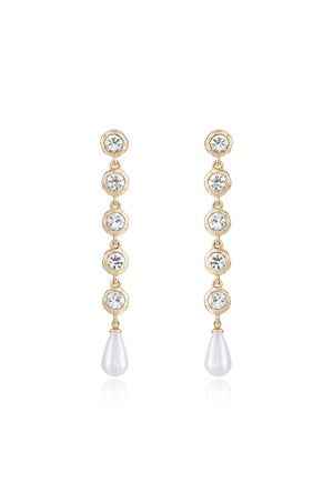 Elegantly Modern Crystal and Pearl Dangle Earrings