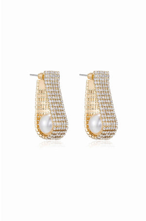 Swaddled Pearl Crystal Teardrop Earrings