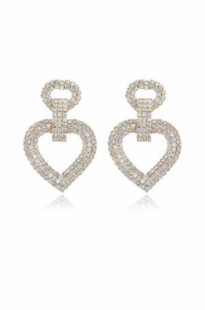 Dove Drop Heart Crystal Earrings