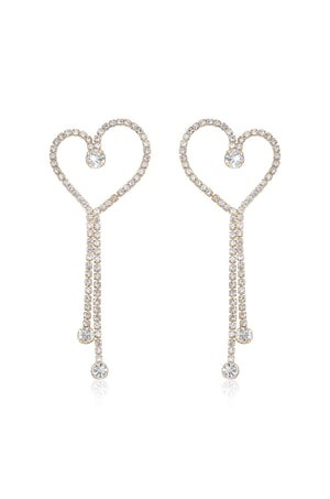 Crystal Heart Linear Drop Earrings