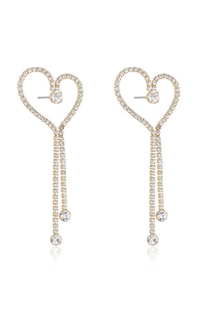 Crystal Heart Linear Drop Earrings