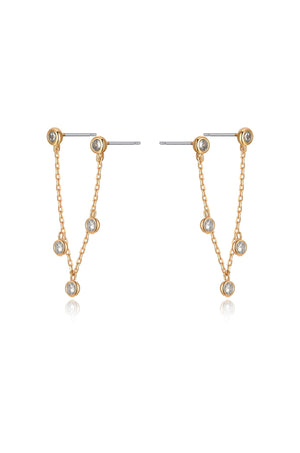 Double Piercing Multi-Crystal Dangle Earrings