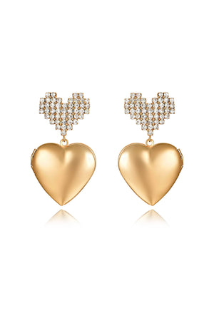 Digital Love Crystal Heart Dangle Earrings