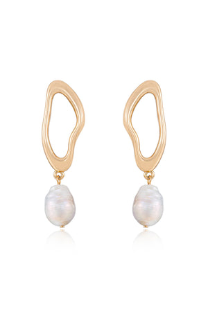 Open Circle Freshwater Pearl Earrings