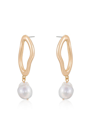 Open Circle Freshwater Pearl Earrings