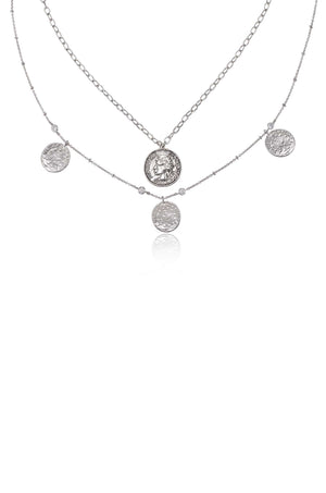 Elite Coin and Crystal Layered Necklace Set