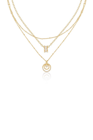 Circles of Crystal Dainty Layered Necklace Set