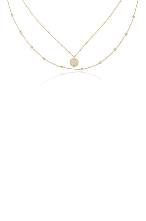 Crystal Disc Layered Necklace Set