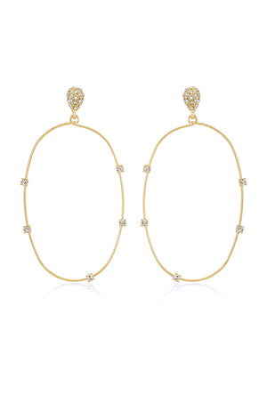 Delicate Crystal Large Oval Hoop Earrings