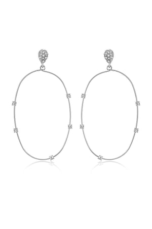 Delicate Crystal Large Oval Hoop Earrings